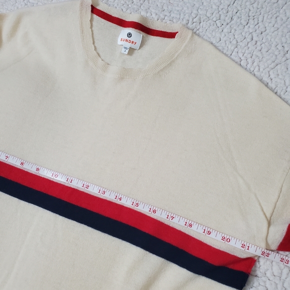 NWOT Sundry Stripes Heart Crewneck Sweater Wool-Cashmere Blend Size M - Picture 14 of 16